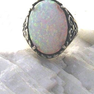 Choice of Lab created or Genuine Australian White Opal Ring Sterling Silver handmade fine jewelry size 4 5 6 7 8 9 10 11 custom image 4