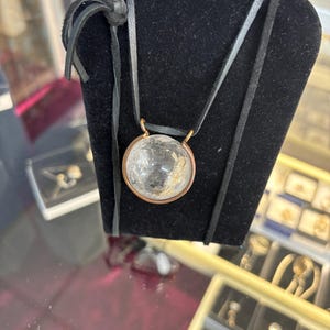 Large Quartz Crystal Ball Sphere w/ rainbow 30mm Copper Pendant Necklace free leather cord included handmade fine jewelry image 8