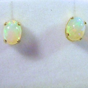 14k Gold Filled Ethiopian Opal Stud Earrings 8x6mm Oval Jelly - Etsy