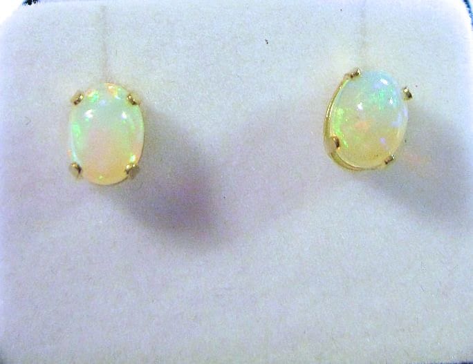 Beautiful Fiery Sterling Silver Ethiopian Opal Stud Earrings Beautiful Fiery Sterling Silver Ethiopian Opal Stud Earrings