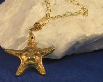 Bronze Starfish pendant in PMC Bronze clay