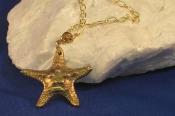 Bronze Starfish pendant in PMC Bronze clay