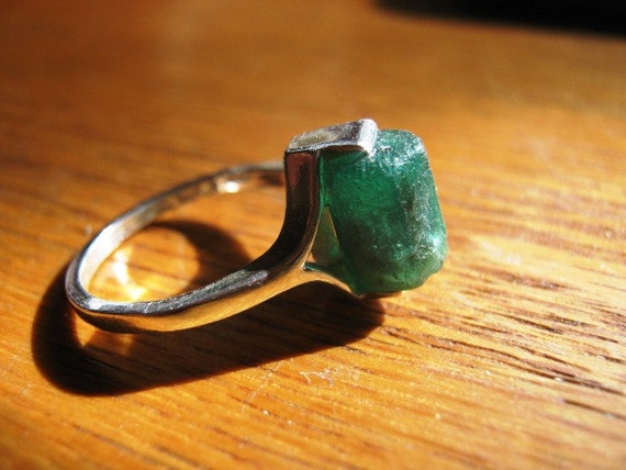 Genuine Raw Green Emerald Specimen Ring Sterling Silver Ruby red handmade mineral specimen natural 4 5 6 7 8 9 10 half sizes unique odd