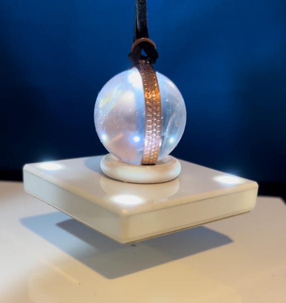 Large Quartz Crystal Ball Sphere w/ rainbow 30mm Copper Pendant Necklace free leather cord included handmade fine jewelry