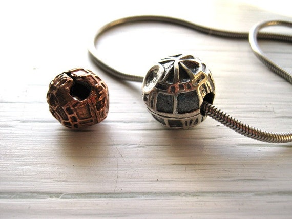 Hand Formed Death Star in Fine Silver/ Free Silver tone Omega Neck wire Included