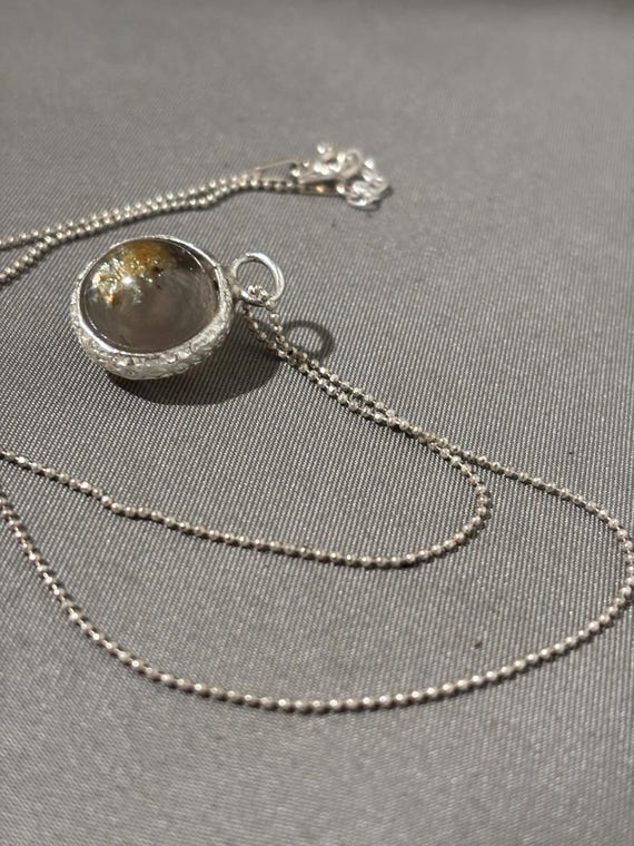 Quartz Crystal Ball Floral Halo Sterling Silver Pendant Necklace gemstone ball Amethyst citrine smoky 18inch chain handmade fine jewelry