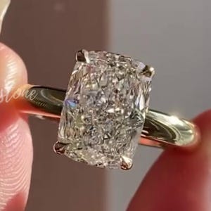 3 CT Elongated Cushion Cut Moissanite Diamond Engagement Ring, 14K/18K Solid Gold, Solitaire Ring, Thick Band Ring Wedding Gift for Wife