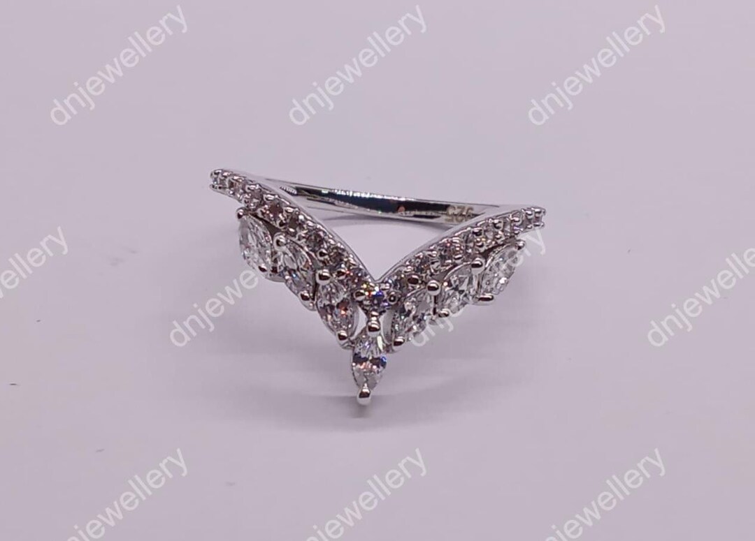 Marquise Cut Cubic Zirconia Enhancer Ring, 925 Sterling Silver, 14k ...