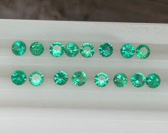 Natural Zambia Emerald: Round Cut, Luster Green,    round size  3 mm