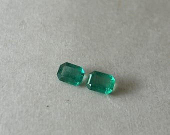 Emerald  octagon pair    Cut Zambia Green Emerald: 3.10 Carat Gemstone (8x6 )