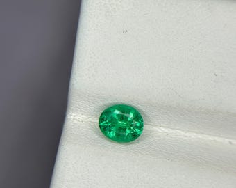 Natural Emerald Zambia Oval Cut: 0.55  Carat Blue Green Gemstone 5.50x4.50x3.5 mm