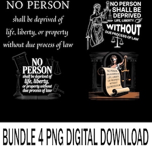 Due Process of Law PNG, Fifth Amendment Quote Clipart, US Constitution Sublimation File, Liberty and Justice Digital Download