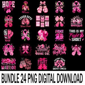 Breast Cancer Awareness PNG, Pink Boxing Gloves Warrior Clipart, Sublimation Digital Download, Printable Design