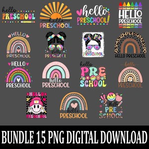 Hello Preschool PNG, Back to School Teacher Student Clipart, Digital Download for Sublimation, First Day Classroom