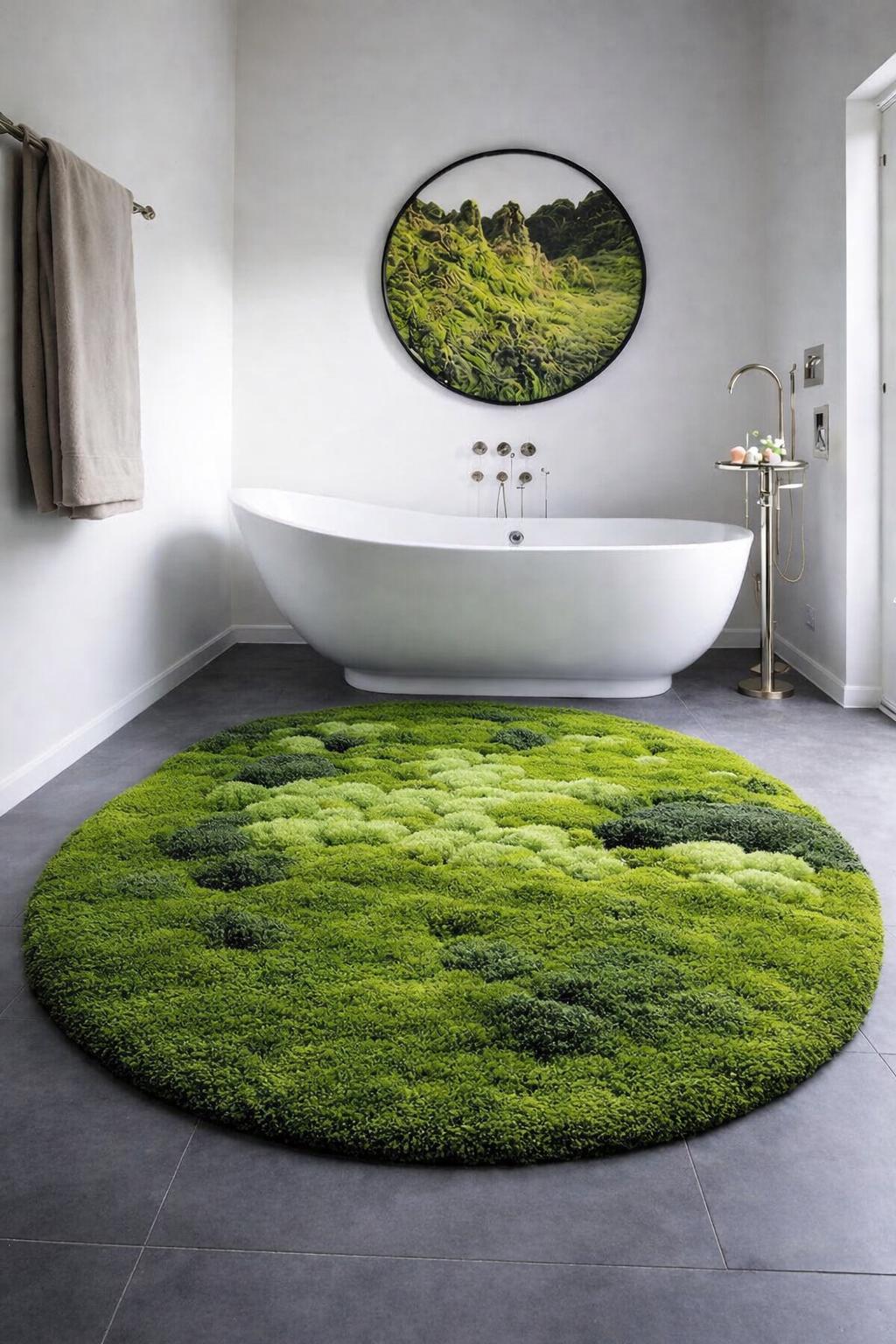 3D Moss Effect Rug • Plush Green Bathroom Mat, Nature Inspired - Etsy