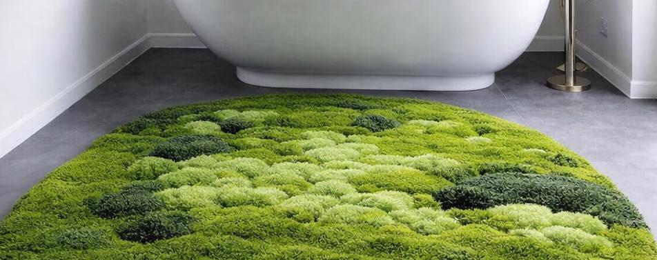 3D Moss Effect Rug • Plush Green Bathroom Mat, Nature Inspired - Etsy