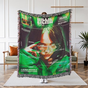Billie Eilish Woven Tapestry Blanket, Cozy Throw for Fans, Music Lover Room Decor