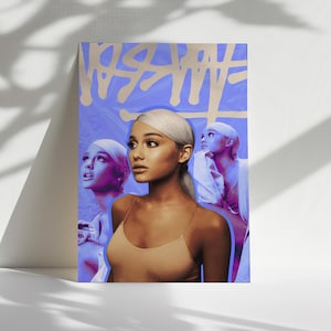 Ariana Grande Poster, Pop Music Wall Art, Singer Portrait Print, Gift for Ariana Fans, Music Room Decor