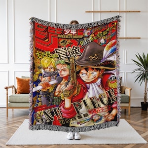 One Piece Woven Tapestry, Anime Wall Hanging, Pirate Room Decor