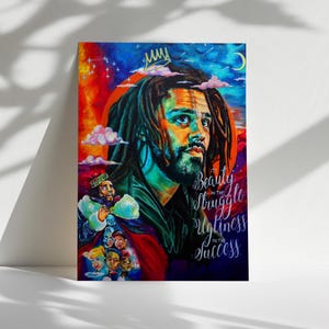 J Cole Poster, Hip Hop Wall Art, Rap Music Print, Gift for J Cole Fans, Rapper Room Decor
