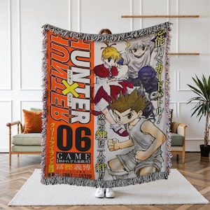 Hunter x Hunter Woven Tapestry, Anime Wall Hanging, Manga Room Decor