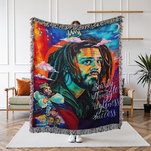 J. Cole Woven Tapestry Blanket, Cozy Throw for Fans, Hip-Hop Room Decor