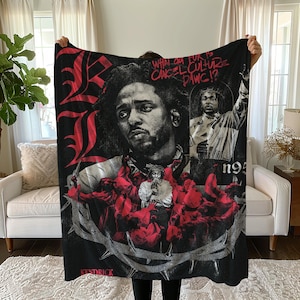 Kendrick Lamar Sherpa Blanket, Cozy Throw for Fans, Soft Fleece Blanket for Hip-Hop Lovers