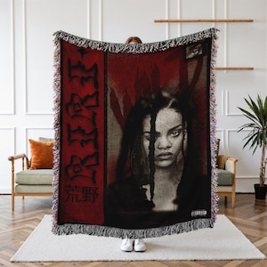 Rihanna Woven Tapestry Blanket, Cozy Throw for Fans, Music and Fashion Room Decor