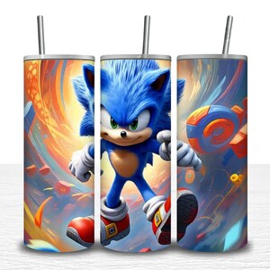 Blue Speed Character Tumbler – 20oz Stainless Steel Cup for Kids, Gamers, and Fans of Fast-Paced Fun