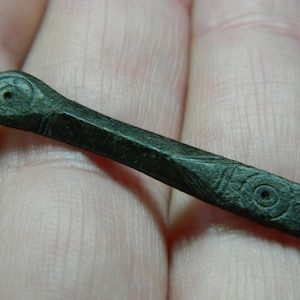 Small Anglo Saxon / Viking bronze ring and dot strap end a metal detecting / detector find a rare authentic artefact a great Gift / present