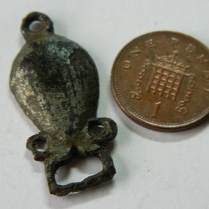 Medieval bronze clothes fastener metal detecting / detector find an authentic early medieval historical gift / present