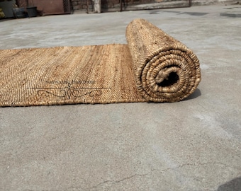 Stair  Natural Hemp Runner Rug - Handmade Vintage Wool Jute Hallway Carpet, Outdoor Jute Runner, 2x20 Large Size Bohemian Kitchen Rug