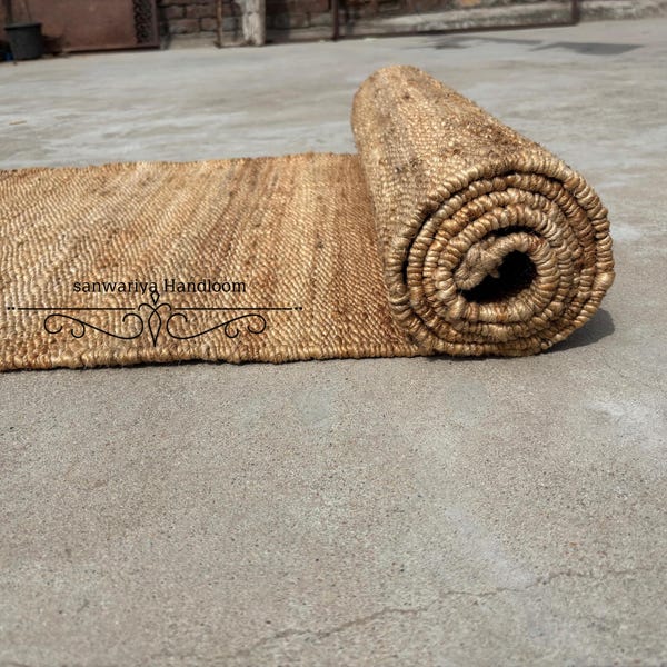 Dywan z naturalnej konopi na schody – ręcznie robiony dywanik z juty wełnianej w stylu vintage do przedpokoju, zewnętrzny dywanik z juty, duży dywan kuchenny w stylu boho, 2x20