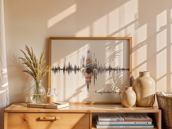 Custom Sound Wave Art with Photo | Personalized Gift for Loved Ones | Voice & Heartbeat Print | Unique Wall Decor Keepsake