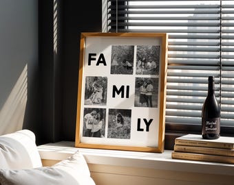 Póster de collage de fotos familiares personalizado: regalo personalizado con 6 imágenes: arte mural moderno para el hogar, aniversario o el Día de la Madre.