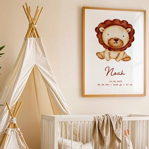 Personalized Safari Animal Birth Poster – Custom Baby Name & Stats Print – Nursery Wall Art – Baby Shower Gift – Zoo Animal Decor