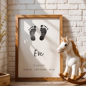 Poster personalizzato con impronta del bambino – Stampa artistica da parete con dati di nascita personalizzati – Regalo per neonato – Decorazione per la cameretta del bambino – Regalo per baby shower