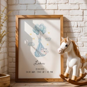 Poster personalizzato per la nascita del bambino - Decorazione murale per la cameretta del bambino con nome, data, peso e altezza - Regalo per neonati per maschietti e femminucce