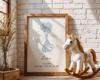 Personalized Baby Birth Poster: Teddy Bear Nursery Wall Art