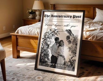 Personalized Newspaper Anniversary Print: Custom Photo & Quote Gift