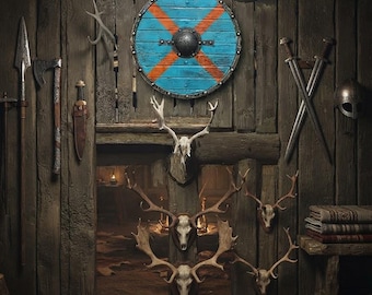 Handgemaakt Viking houten schild – Noorse cosplay, middeleeuws decor