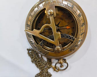 Handmade Brass Sundial Compass | Vintage Nautical Gift, Desk Decor (2 Inch)