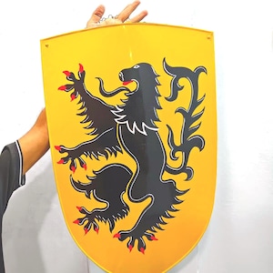 Bouclier de chevalier médiéval | Grand écran mural mural | Décoration artisanale Viking Crusader