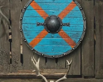 Handcrafted Viking Wooden Shield – Norse Cosplay, Medieval Decor