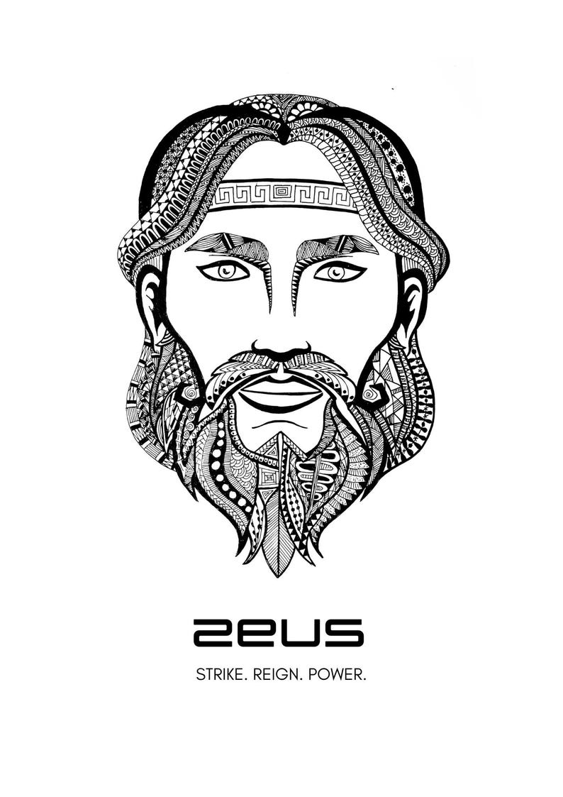 Unique Designer Poster, Zeus Line Art Print, Minimalist Greek God Art ...