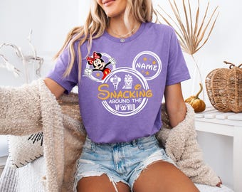 Camiseta de Disney Epcot: Snacking Around The World, Camiseta de Disney Drinking Around The World, Camiseta personalizada de Disney Epcot 2025, Camiseta familiar de Disney