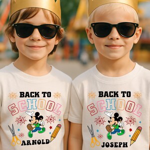 Camiseta Disney de regreso a clases, camiseta Disney de primer día de clases, camiseta Mickey y Minnie de regreso a clases, camisetas Disney de bienvenida a clases