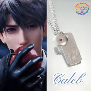 Love and Deepspace Caleb When U Come Back Pendant,Caleb Necklace,CALEB APPLE NECKLACE, Matte Apple Tag Pendant Necklace,Valentine&#39;s Day gift