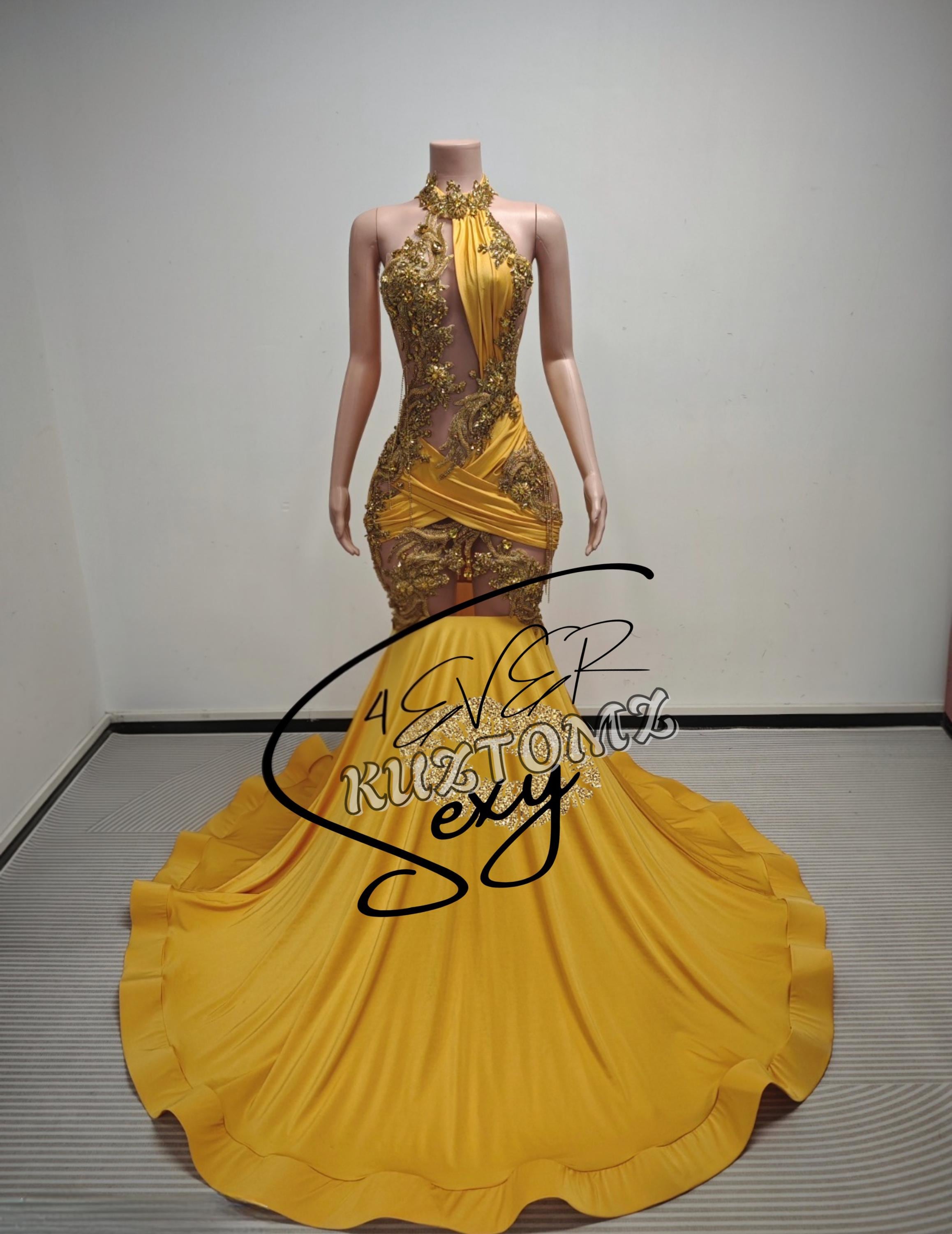 green emerald velvet dress Sparkly Gold Mermaid Prom Dress Long Train Crystal Wedding Party Gown –  jkprom