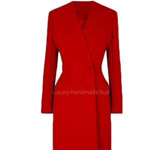 handmade one piece red  long  jacket/blazer Women Suit, Elegant Women Suit Set, Women Elegant Suit, Classic Business Suit, Office Suite